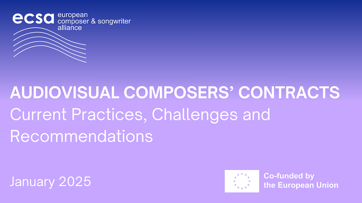 Europe – Rapport de l’ECSA « Contrats des compositeurs audiovisuels – Pratiques actuelles, défis et recommandations »