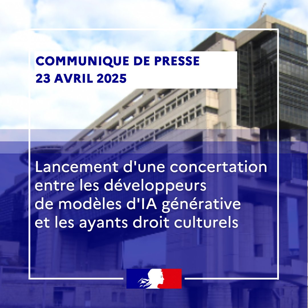 Lancement d’une concertation entre les développeurs de modèles d’IA générative et les ayants droit culturels